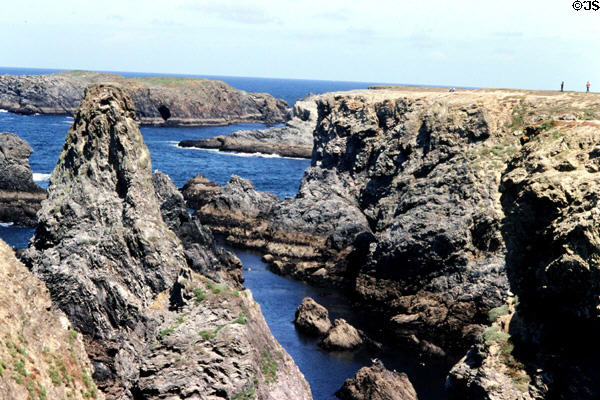 Blue waters & rocky coastline. Belle-Isle-en-Mer, France.