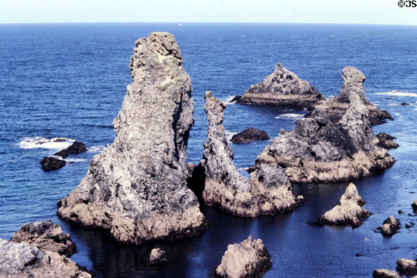 Port-Coton Needles in small ocean cove. Belle-Isle-en-Mer, France.