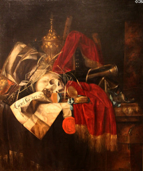 Vanity painting (later 17thC) by Franciscus Gysbrechts of Flemish at Museum of Fine Arts of Rennes. Rennes, France.
