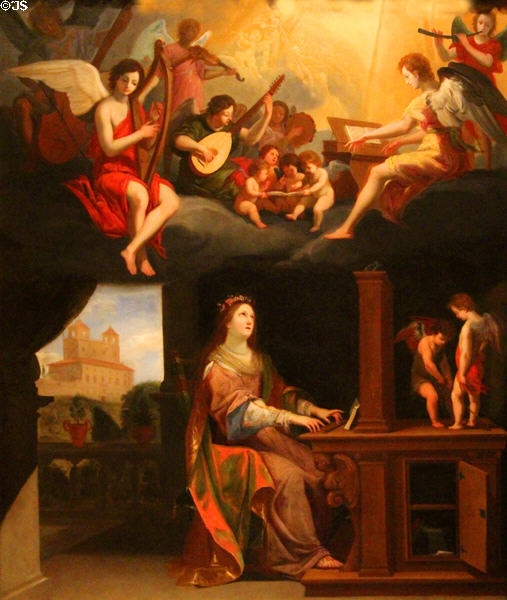 St Cecilia painting (c1626) by Jacques Stella at Museum of Fine Arts of Rennes. Rennes, France.