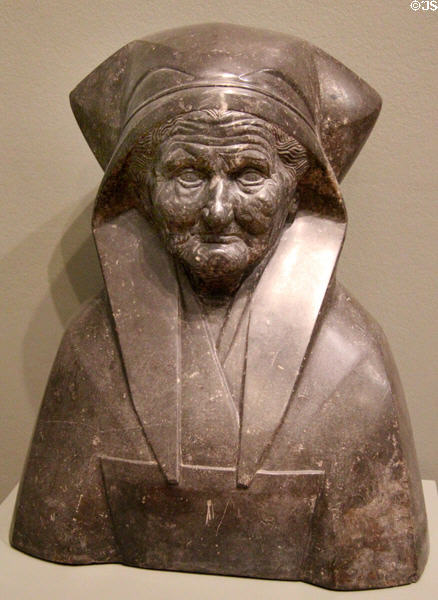 Britanny grandmother (Vieille Paimpolaise) sculpture (c1930) by Louis Henri Nicot at Museum of Fine Arts of Rennes. Rennes, France.