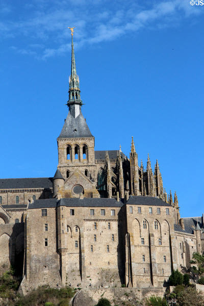 Details of Mont-St-Michel abbey exterior. Mont-St-Michel, France.