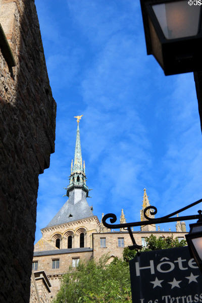 Abbey seen from Grande Rue. Mont-St-Michel, France.