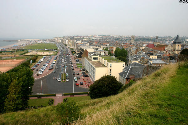 Boulevard de Verdun running along beach & lawns. Dieppe, France.