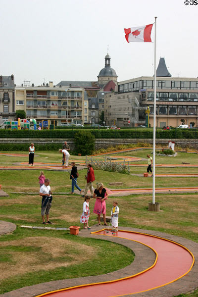 City park & casino fronting along ocean. Dieppe, France.