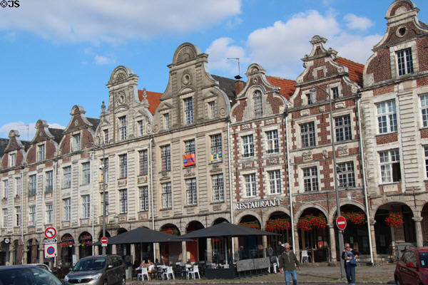 Flemish Baroque facades (17th & 18thC) on Grand Place. Arras, France.