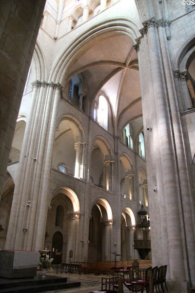 Romanesque interior of abbey church of Saint-Étienne. Caen, France.