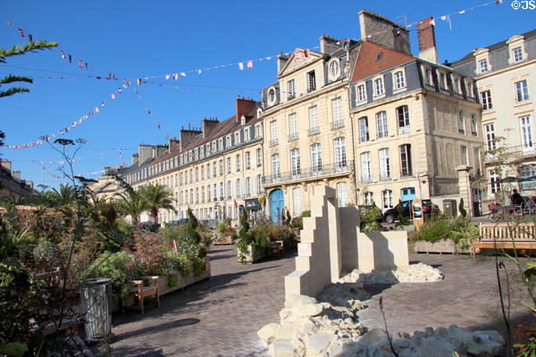 Pedestrian garden through center of Caen. Caen, France.