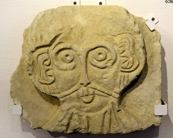 Stone carving of Saint from Pental monastery at Museum of Normandy. Caen, France.
