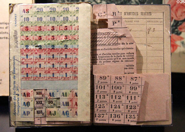 Clothing ration book at Caen Memorial. Caen, France.