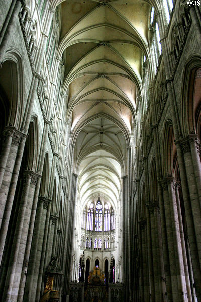 Nave, ceiling vaulting & chancel of Amiens Cathedral. Amiens, France.