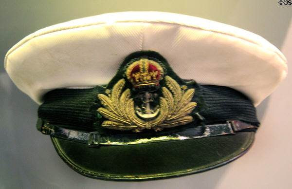 Royal Canadian Navy WWII officer's cap at Juno Beach Centre. Courseulles-sur-Mer, France.