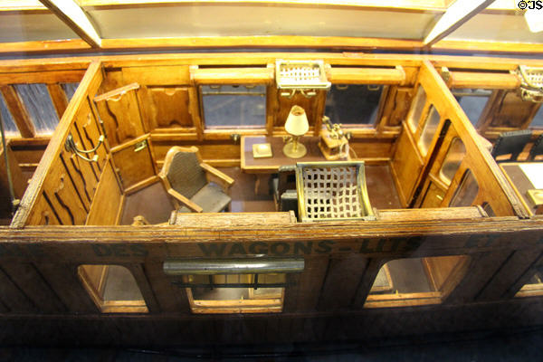 Model of Marshal Foch's rail carriage made by M. Mathieu at Armistice Rail Car Museum. Compiègne, France.