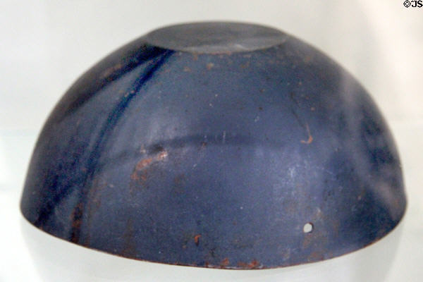 Metal cap worn by soldiers to protect skull used before development of Adrian helmet in 1915 at Armistice Rail Car Museum. Compiègne, France.