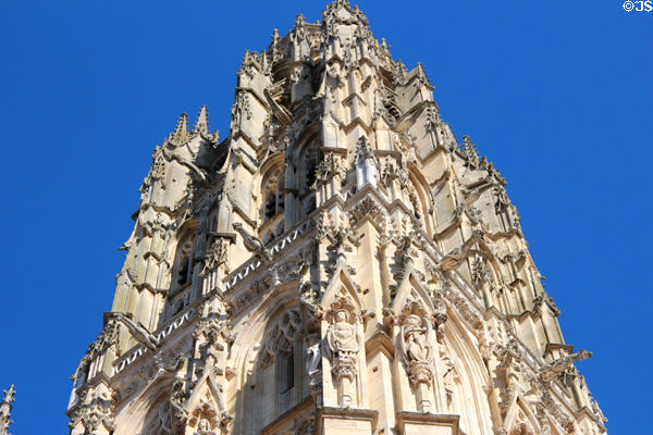 Upper level of Southwest tower of Rouen Cathedral. Rouen, France.
