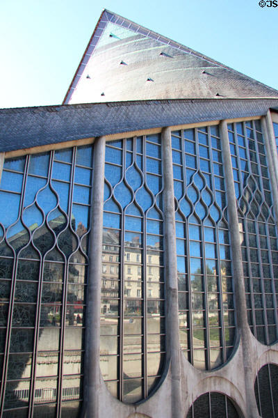 Exterior of windows at St Joan of Arc Church. Rouen, France.