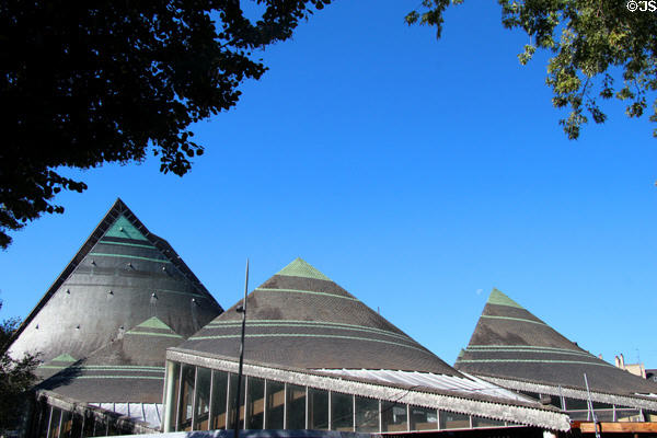 Pointed roofs at St Joan of Arc Church. Rouen, France.