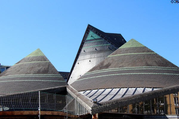 Pointed roofs at St Joan of Arc Church. Rouen, France.