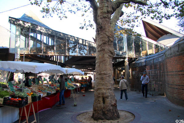 Rouen open-air marketplace on grounds of St Joan of Arc Church. Rouen, France.