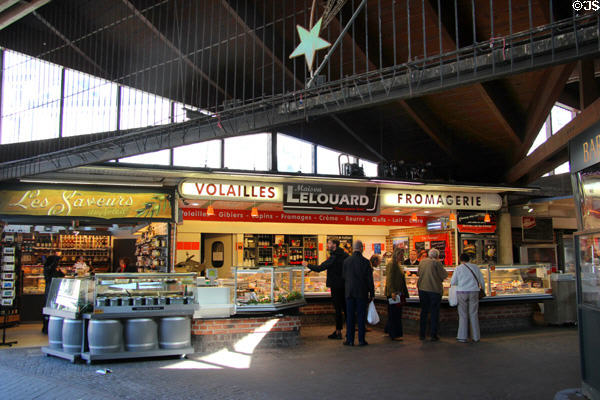 Shops at St Joan of Arc open-air marketplace. Rouen, France.