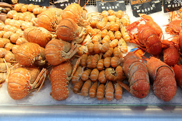 Lobster at St Joan of Arc open-air marketplace. Rouen, France.