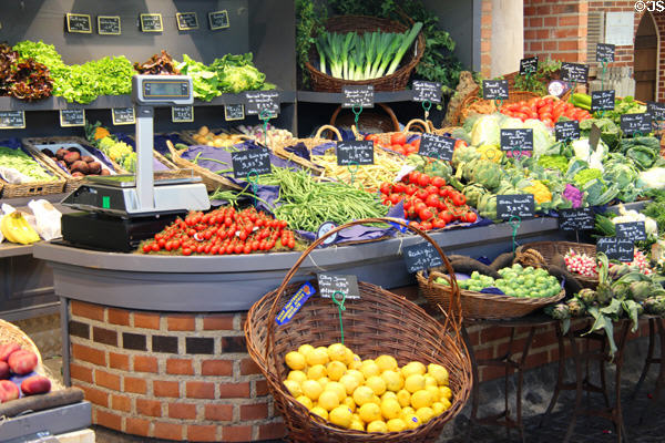 Vegetables at St Joan of Arc open-air marketplace. Rouen, France.