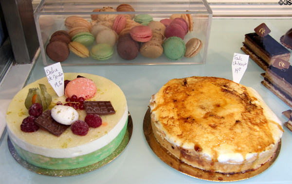 Tarts at St Joan of Arc open-air marketplace. Rouen, France.
