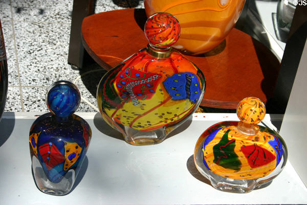 Perfume jars in shop. Rouen, France.