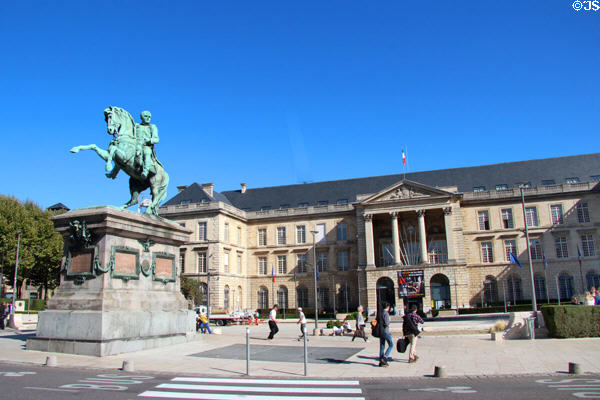 Rouen City Hall beyond statue of Emperor Napoleon. Rouen, France.