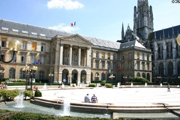 Rouen City Hall & St-Ouen Abbey Church. Rouen, France.