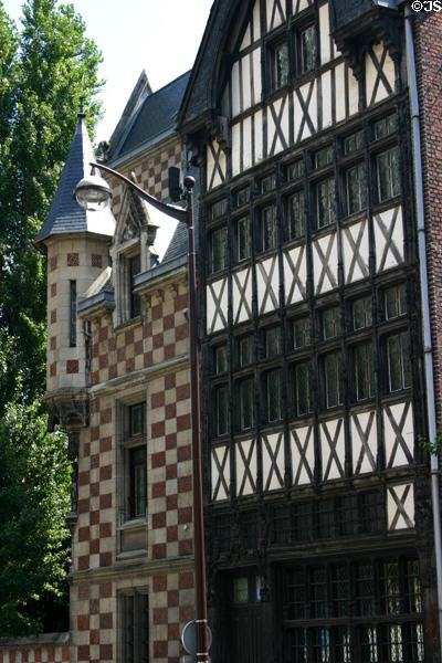 Heritage buildings beside St Maclou church. Rouen, France.