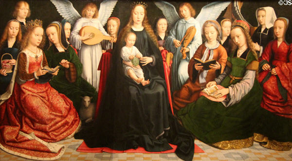 Virgin surrounded by virgins painting (early 1500s) by Gérard David at Rouen Museum of Fine Arts. Rouen, France.