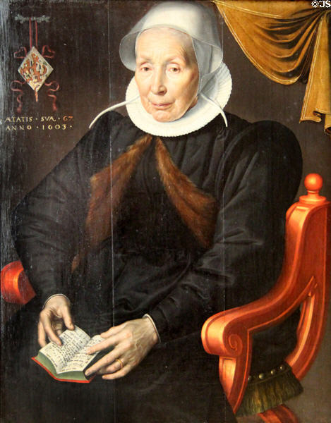Portrait of a 67 year-old woman (1603) by Jan Claesz of Enkhuizen at Rouen Museum of Fine Arts. Rouen, France.