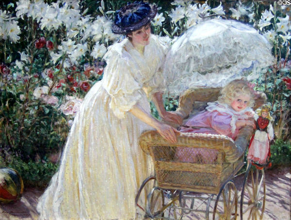 Roses & Lilies painting by Mary Fairchild MacMonnies at Rouen Museum of Fine Arts. Rouen, France.