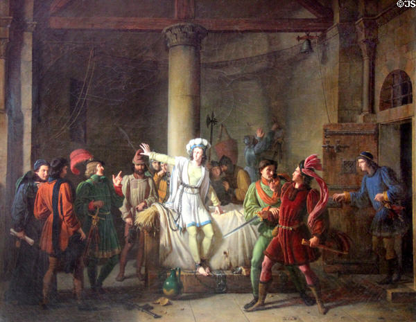 Joan of Arc as prisoner at Rouen painting (1819) by Pierre-Henri Révoil at Rouen Museum of Fine Arts. Rouen, France.