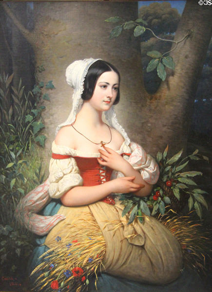 A gleaner painting (1841) by Joseph-Désiré Court at Rouen Museum of Fine Arts. Rouen, France.