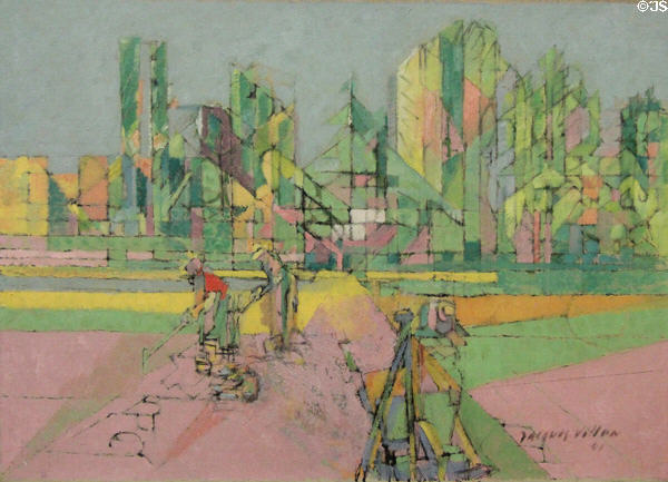 Gardeners at Brunié painting (1941) by Jacques Villon (aka Gaston Duchamp) at Rouen Museum of Fine Arts. Rouen, France.