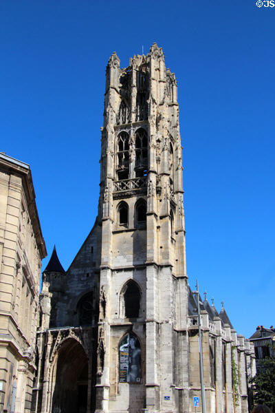 Gothic tower (1490-1501) of Former Saint-Laurent now Museum of Wrought Iron. Rouen, France.
