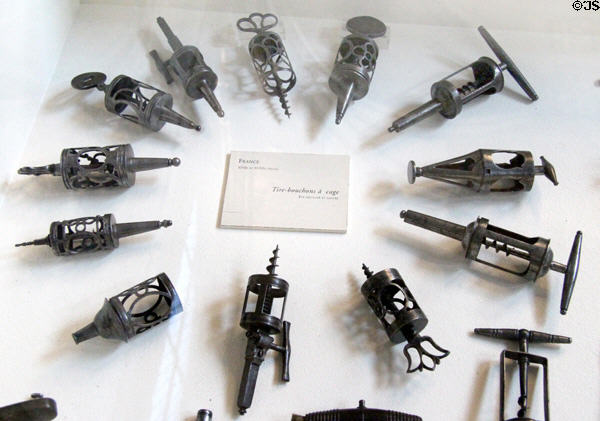 Iron corkscrews & bottle openers (17th-18thC) from France at Wrought Iron Museum. Rouen, France.