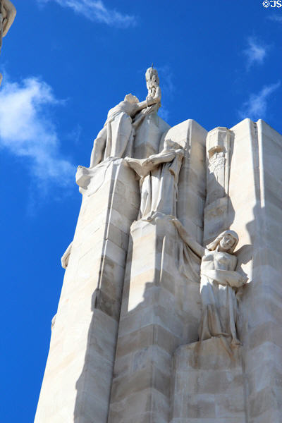Figures representing peace, honor & charity at Vimy Ridge Memorial. Vimy, France.