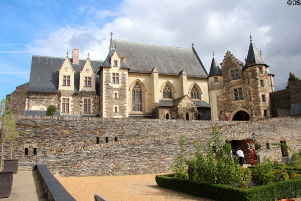 View of Chapel & other buildings within walls of Angers Chateau. Angers, France.