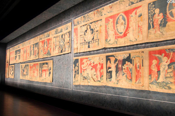 Gallery containing 67 scenes of the Apocalypse Tapestry at Angers Chateau. Angers, France.