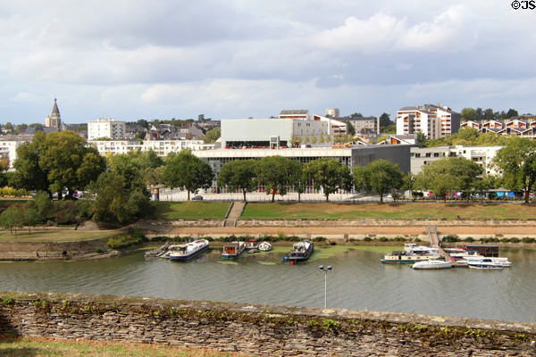Buildings on North bank of Maine River. Angers, France.