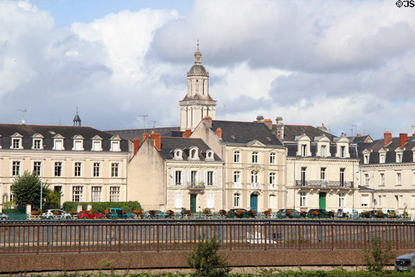 Buildings on North bank of Maine River. Angers, France.