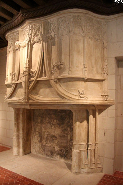 Fireplace in Logis Barrault, now Angers Fine Arts Museum. Angers, France.
