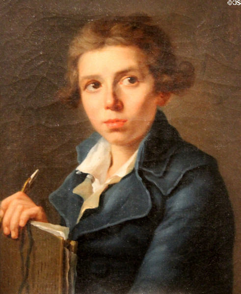Portrait of adolescent Louis David (c1765) attrib. Joseph-Marie Vien at Angers Fine Arts Museum. Angers, France.