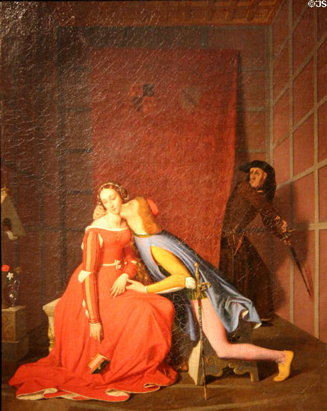 Detail of Paolo & Francesca painting (1819) by Jean-Auguste-Dominique Ingres at Angers Fine Arts Museum. Angers, France.