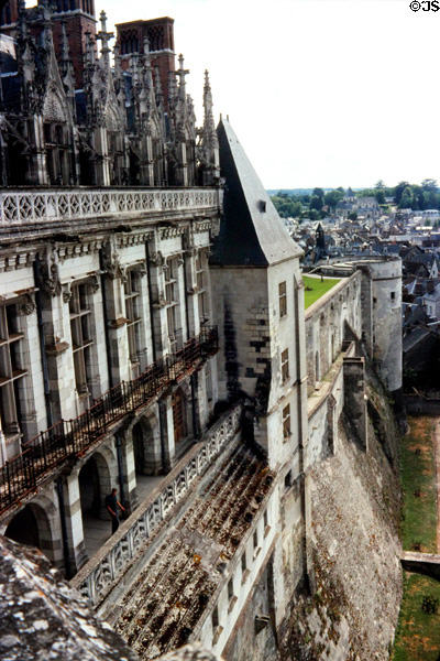 Northern facade of Chateau Royal of Amboise from which Huguenots were once hanged. Amboise, France.