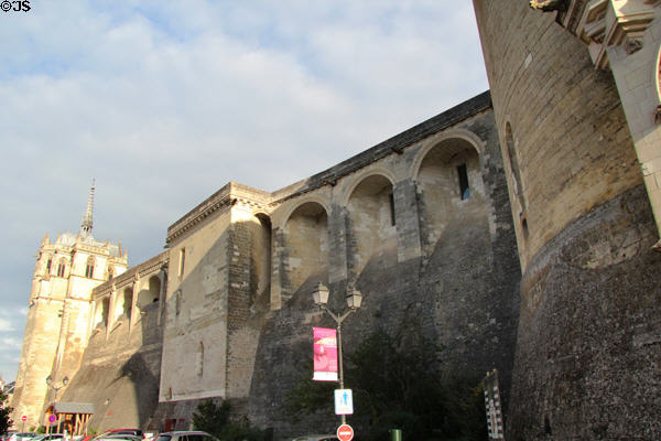 Massive southern walls of Chateau Royal of Amboise. Amboise, France.