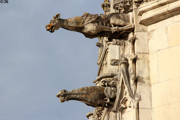 Gargoyles on St Hubert's Chapel at Chateau Royal of Amboise. Amboise, France.